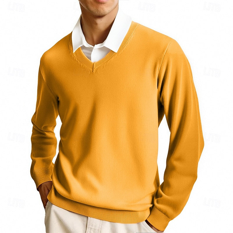 Arvand | Homme Pull Col V Manches Longues - Pink - Image 6