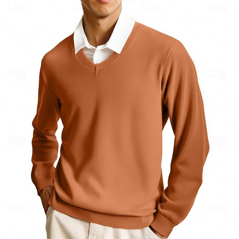 Arvand | Homme Pull Col V Manches Longues - Pink - Image 7