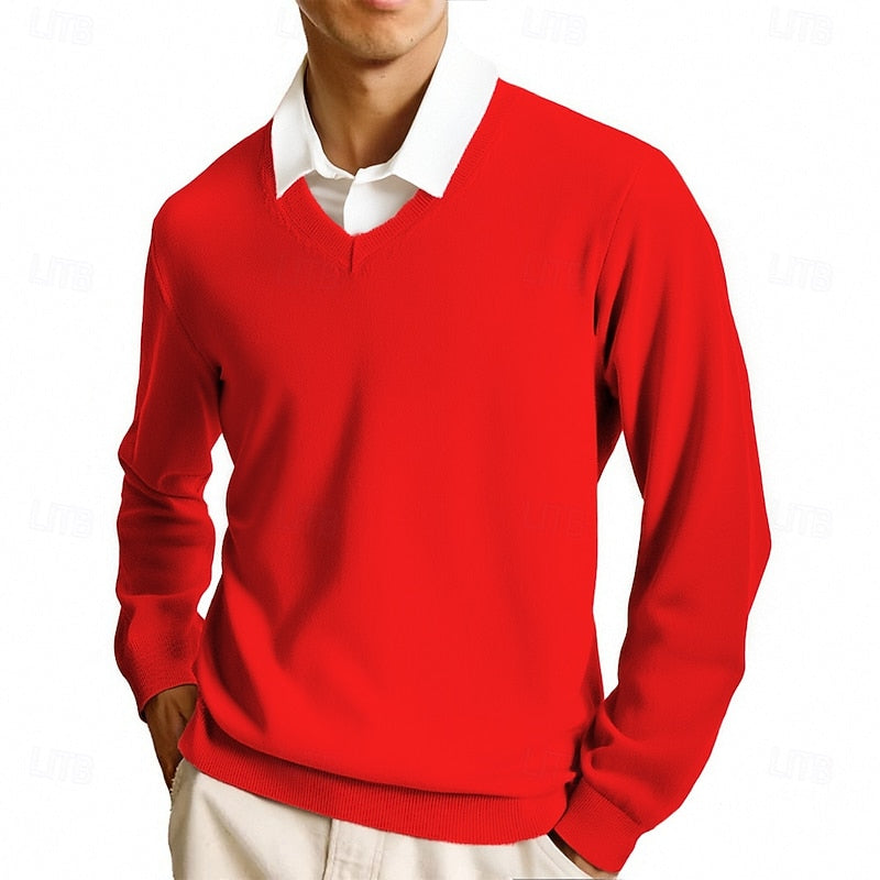 Arvand | Homme Pull Col V Manches Longues - Pink - Image 9