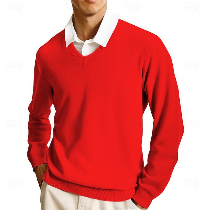 Arvand | Homme Pull Col V Manches Longues - Pink - Image 9