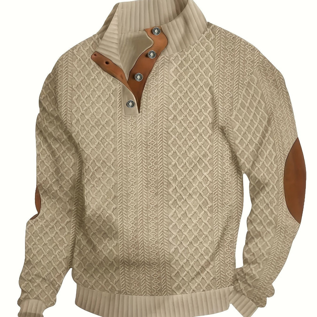 Arveld | Homme Pull Col Montant Tricot Losanges - Beige - Image 1