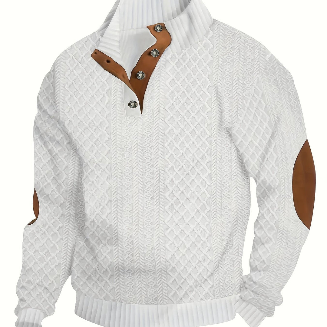 Arveld | Homme Pull Col Montant Tricot Losanges - Beige - Image 32