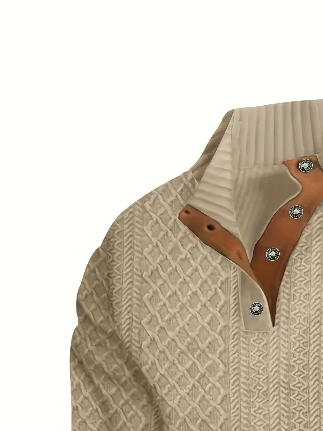 Arveld | Homme Pull Col Montant Tricot Losanges - Beige - Image 4