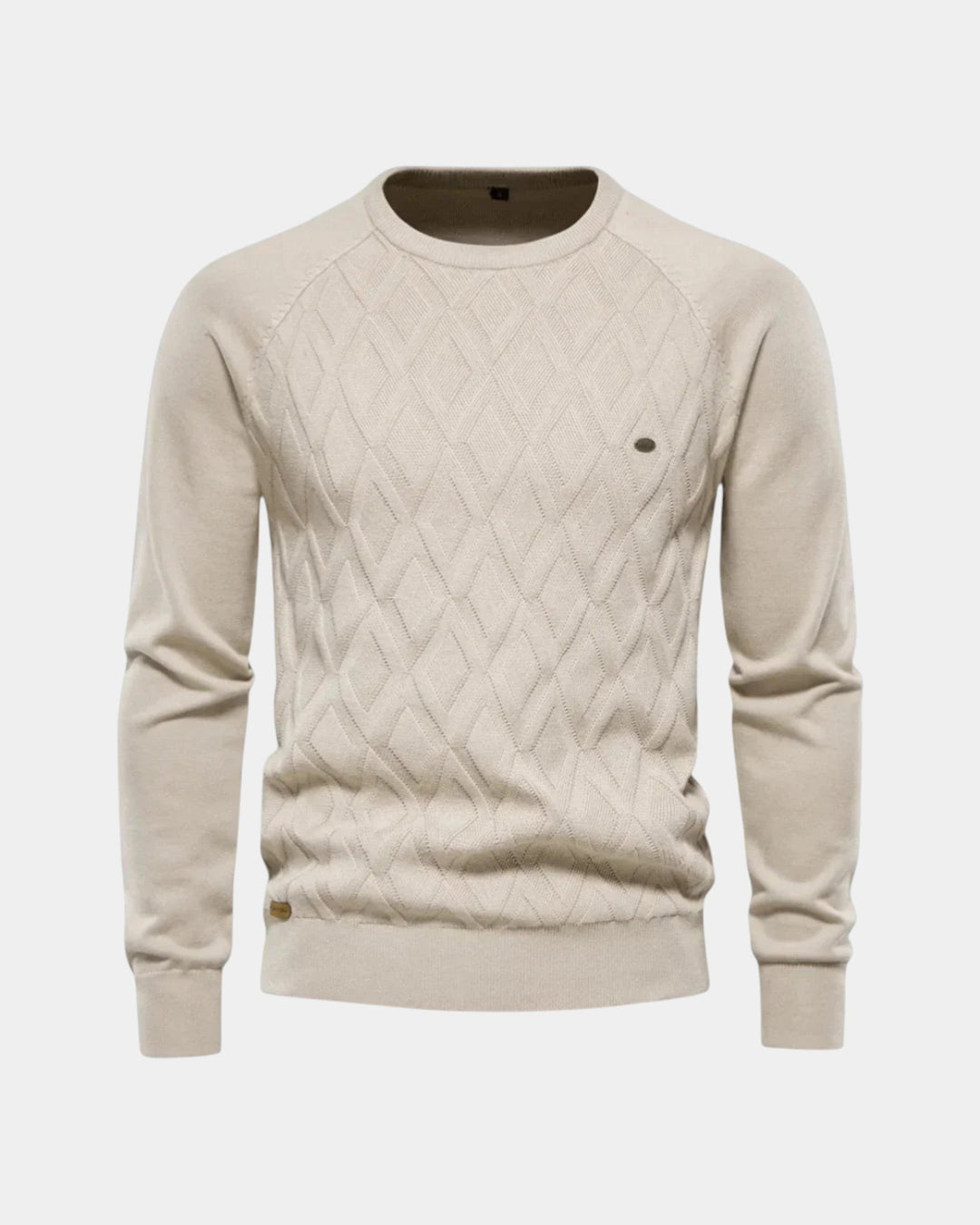 Arveld | Homme Pull Col Rond Jacquard Maille - Beige - Image 3