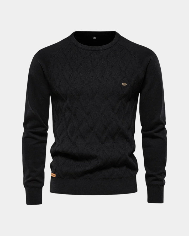 Arveld | Homme Pull Col Rond Jacquard Maille - Beige - Image 5