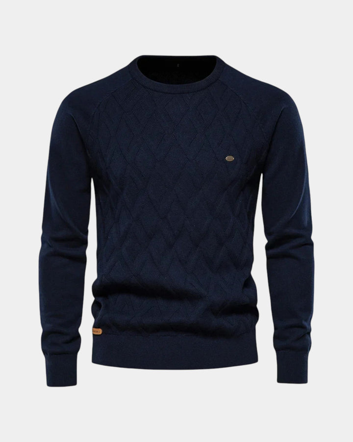 Arveld | Homme Pull Col Rond Jacquard Maille - Beige - Image 7