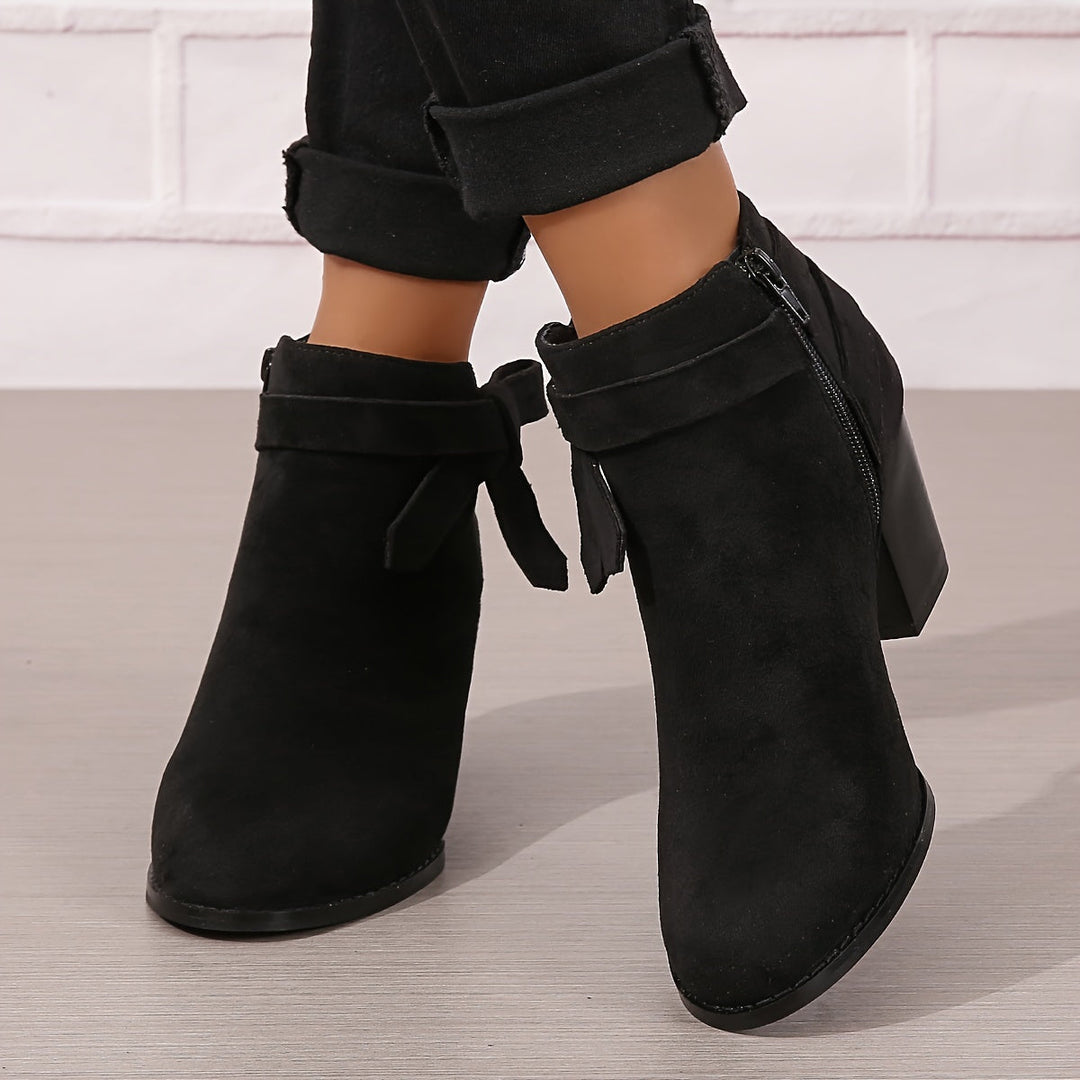 Arvelle | Femme Bottines Talon Carré Nœud - Black - Image 1