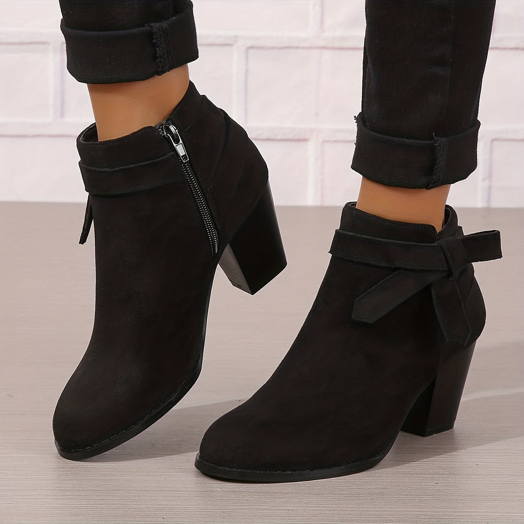 Arvelle | Femme Bottines Talon Carré Nœud - Black - Image 2