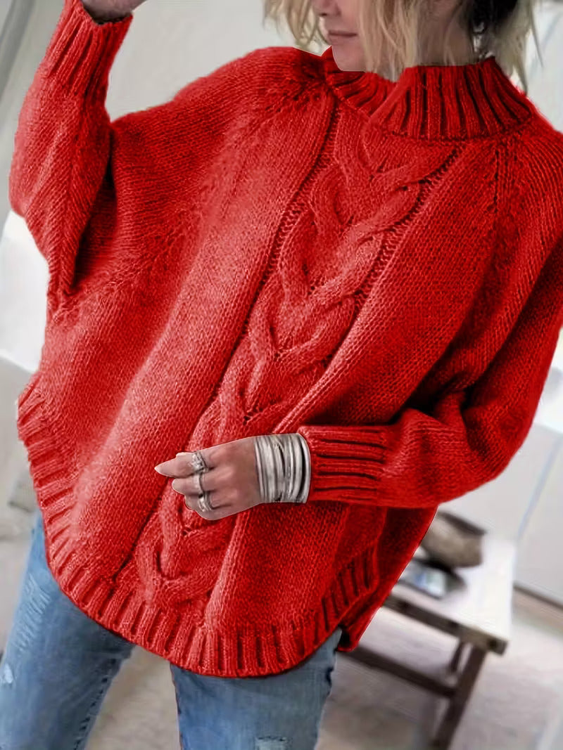 Arvelle | Femme Pull Col Roulé Oversize Torsadé - Beige - Image 5