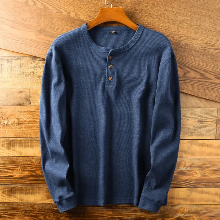 Arvhel | Homme T-shirt Henley Manches Longues Côtelé - Light Grey - Image 4