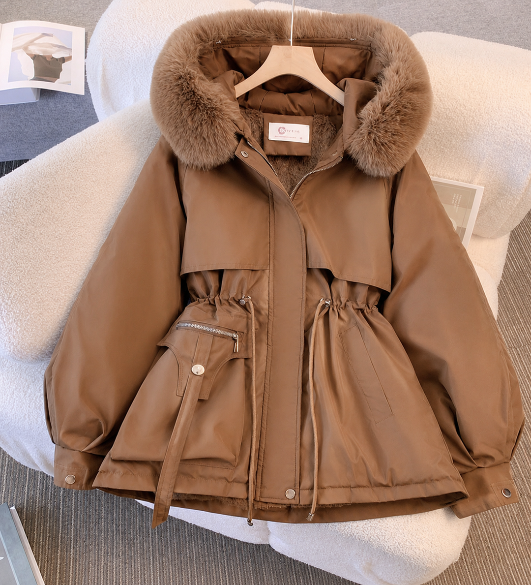 Arvielle | Manteau Femme Hiver Col Fourrure Capuche - Image 5