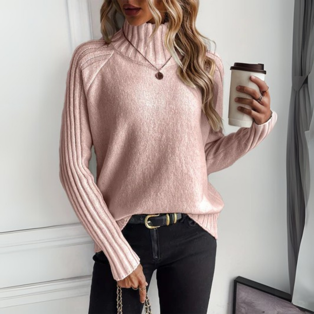 Arvine | Pull Femme Col Roulé Manches Raglan - White - Image 2