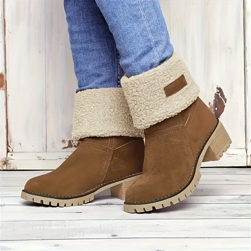 Arvèle | Bottines Fourrées Femme Talon Carré Hiver - Black - Image 11