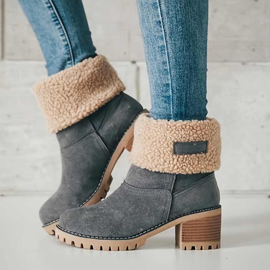 Arvèle | Bottines Fourrées Femme Talon Carré Hiver - Black - Image 12