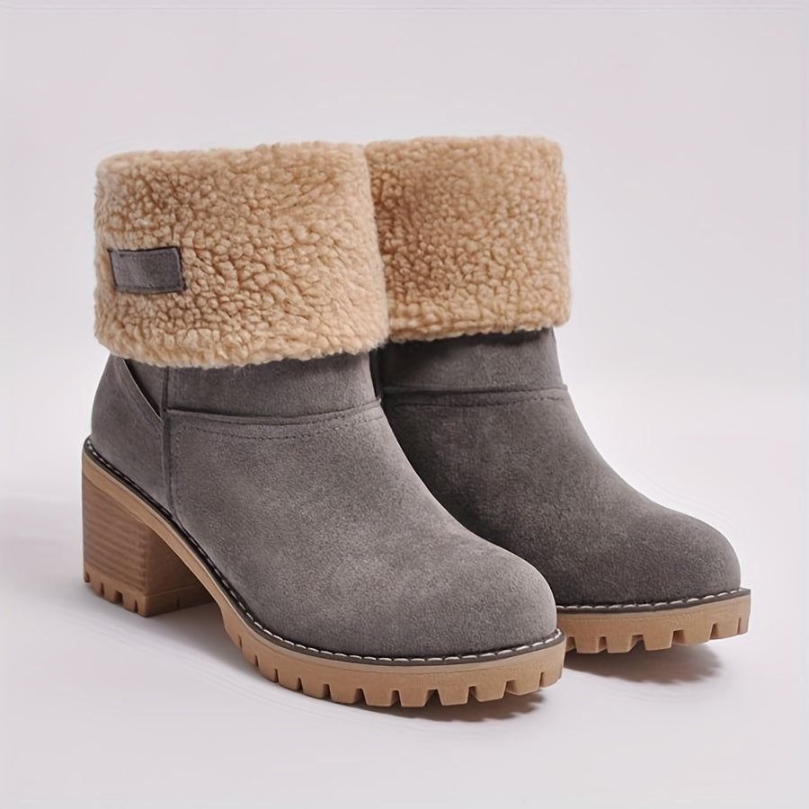 Arvèle | Bottines Fourrées Femme Talon Carré Hiver - Black - Image 3