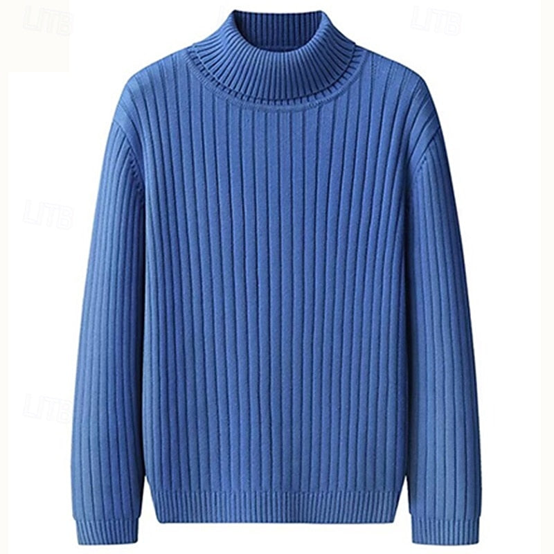 Arvène | Pull Col Roulé Homme Côtelé Hiver - Brown - Image 2