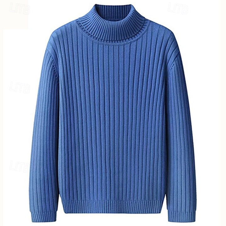 Arvène | Pull Col Roulé Homme Côtelé Hiver - Brown - Image 2