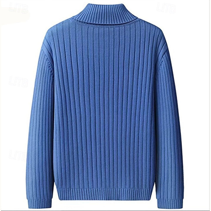 Arvène | Pull Col Roulé Homme Côtelé Hiver - Brown - Image 3