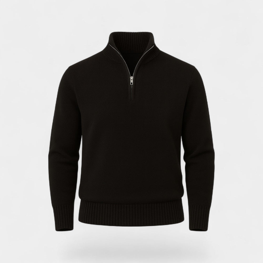Arvond | Homme Pull Quart Zippé Col Montant - Black - Image 2