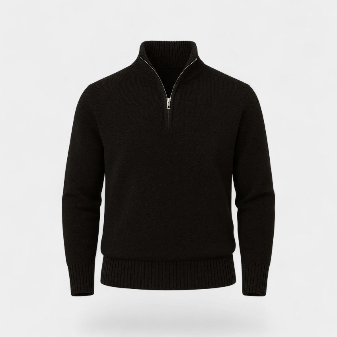 Arvond | Homme Pull Quart Zippé Col Montant - Black - Image 2