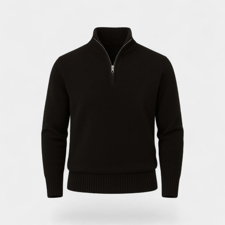 Arvond | Homme Pull Quart Zippé Col Montant - Black - Image 2