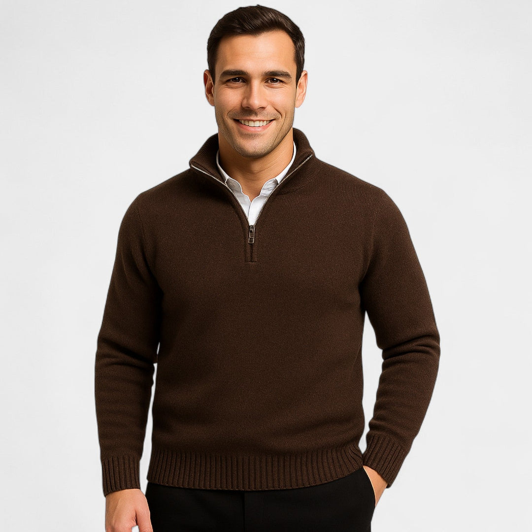 Arvond | Homme Pull Quart Zippé Col Montant - Black - Image 4