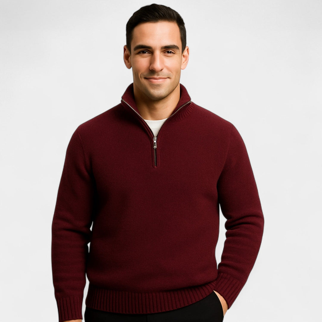 Arvond | Homme Pull Quart Zippé Col Montant - Black - Image 7