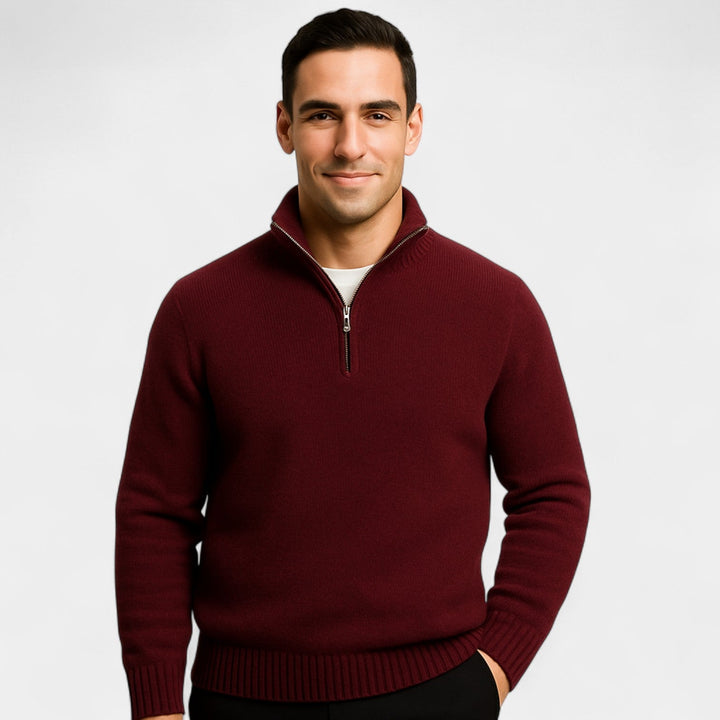 Arvond | Homme Pull Quart Zippé Col Montant - Black - Image 7