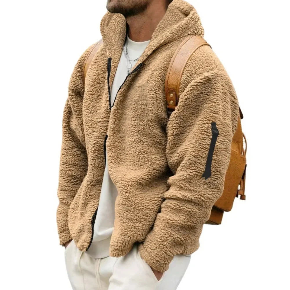Arvond | Veste polaire à capuche homme zippée - Camel - Image 1