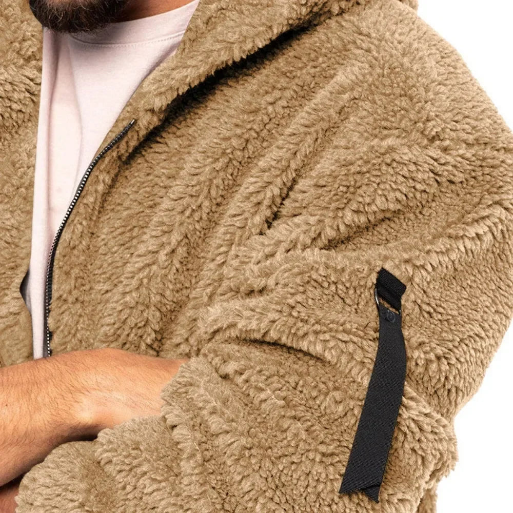 Arvond | Veste polaire à capuche homme zippée - Camel - Image 4