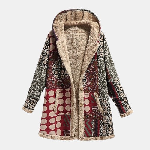 Auralie | Women's Hooded Printed Long Coat - Image 1