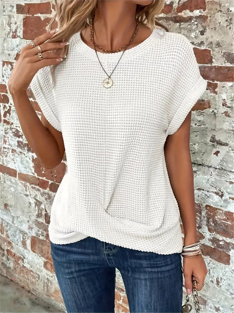Avalon | Women's Waffle Textured Short Sleeve Top - Image 1