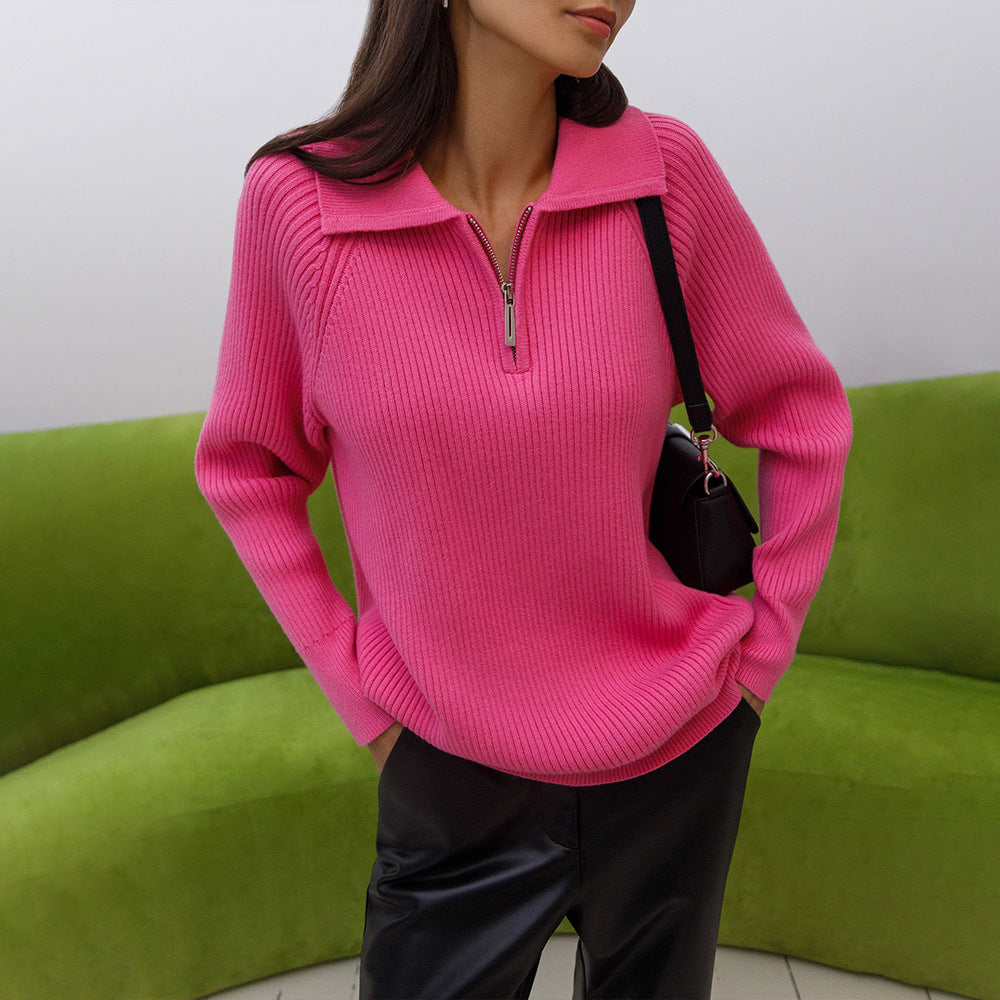 Azaleia | Women's Quarter Zip Long Sleeve Sweater - Image 1