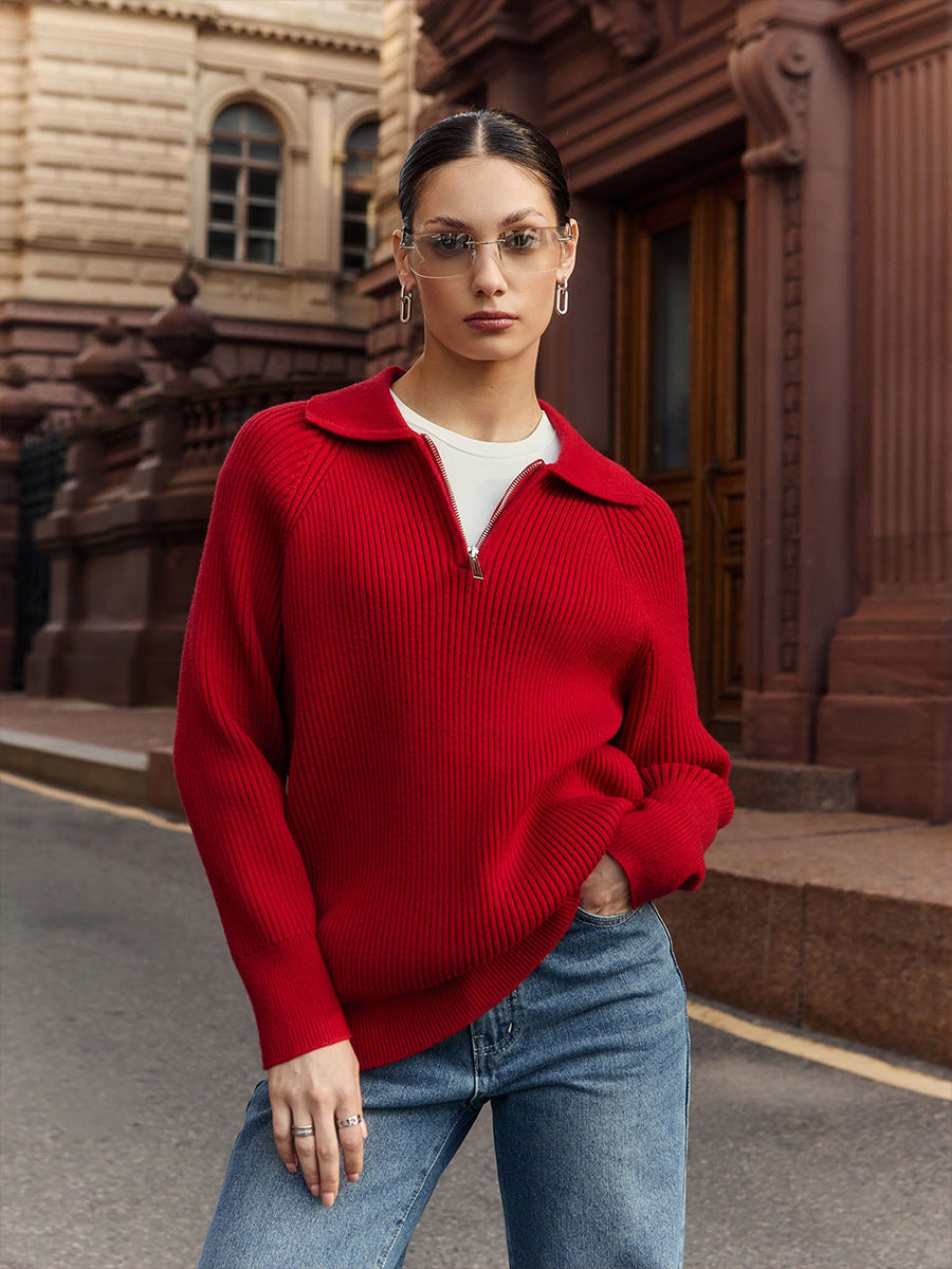 Azaleia | Women's Quarter Zip Long Sleeve Sweater - Image 2