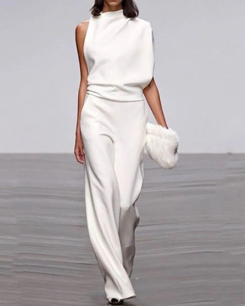 Azura | Women's Wide Leg Mock Neck Jumpsuit - Image 1