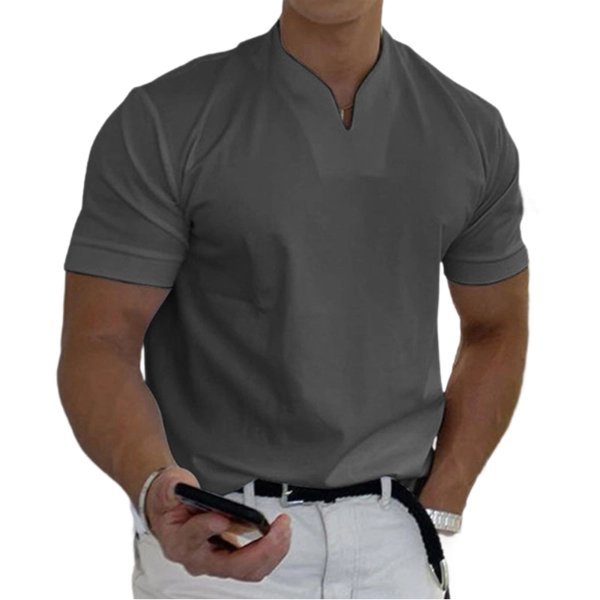Bastov | Men's V-Neck Slim Fit Short Sleeve T-Shirt - Black - Image 2