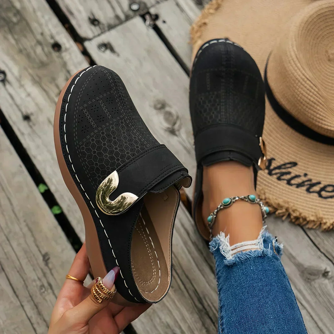Beatrice | Women's Chain Detail Wedge Loafers - Image 1
