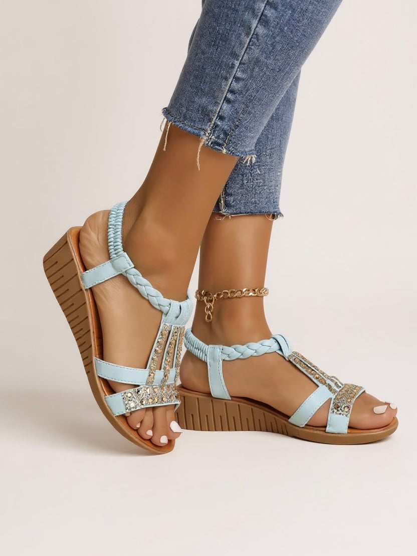 Bellisaria | Women's Embellished Wedge Sandals - Image 2