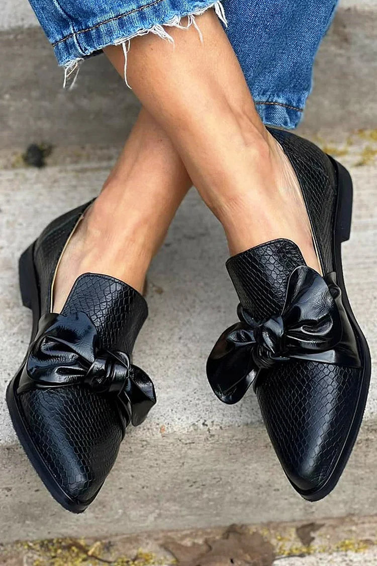 Belvorie | Mocassins Femme Nœud Bout Pointu - Black - Image 1