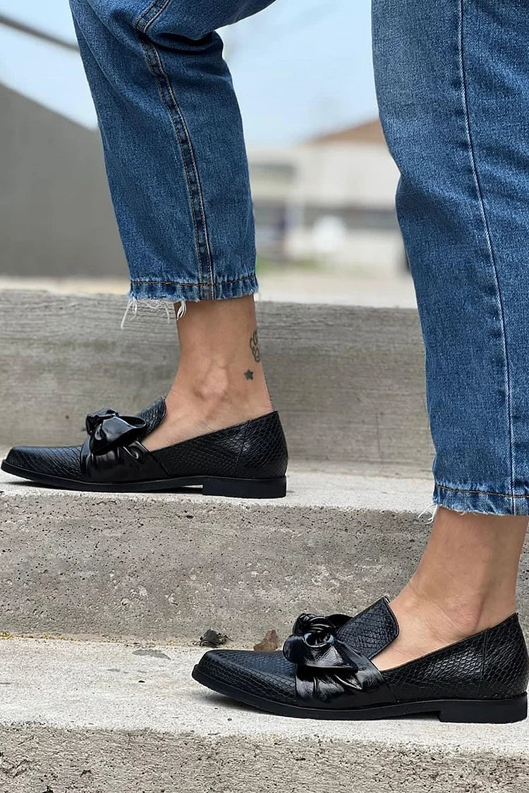 Belvorie | Mocassins Femme Nœud Bout Pointu - Black - Image 4