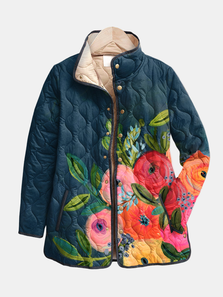 Blythe | Women's Floral Quilted Long Sleeve Jacket - Floral - Image 1