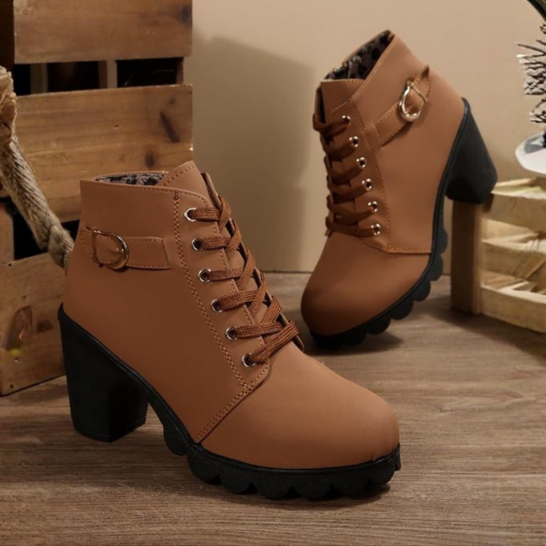 Selvorne | Femme Bottines à Lacets Talon Bloc