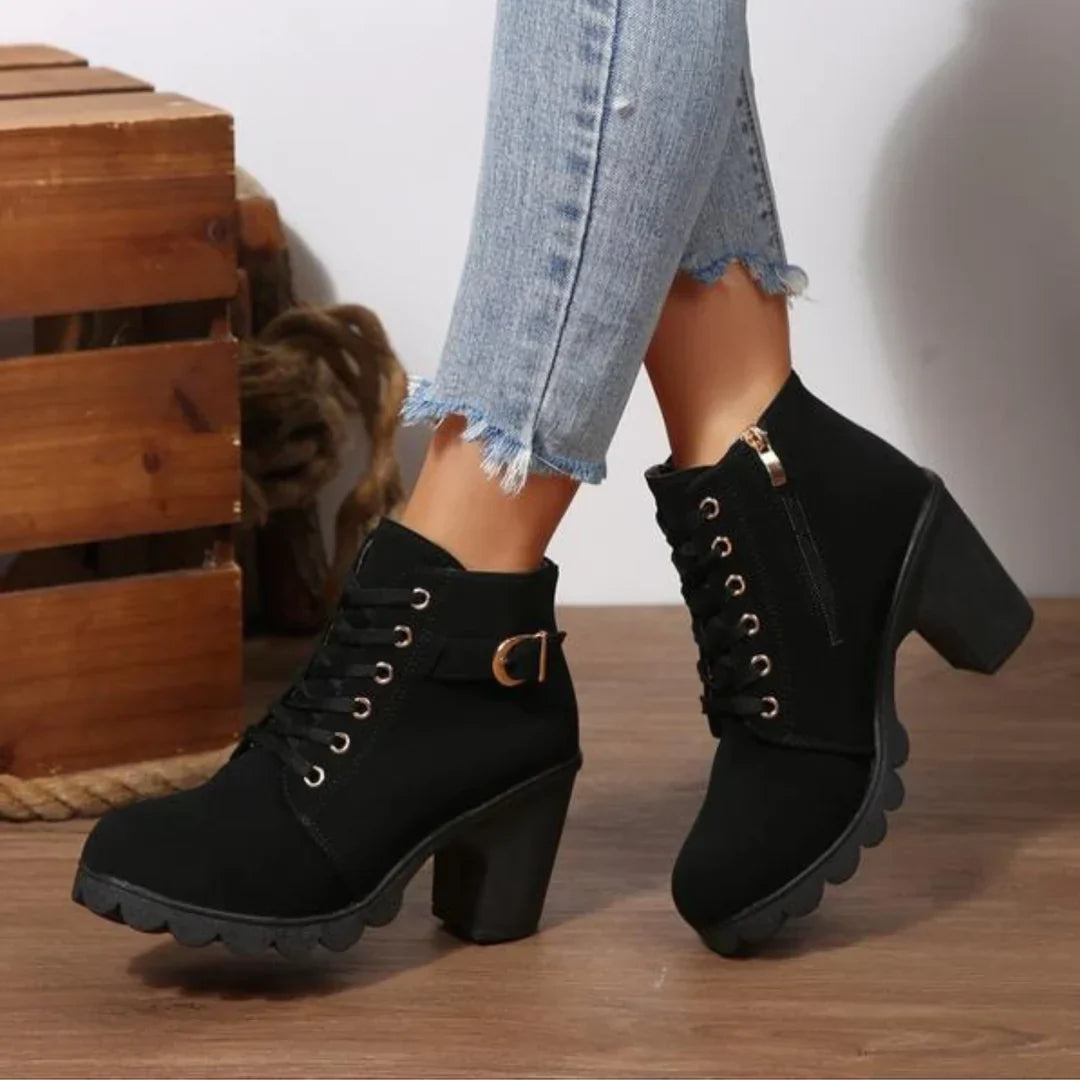 Selvorne | Femme Bottines à Lacets Talon Bloc — vue 3