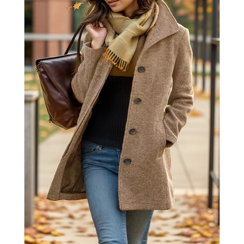 Bréande | Femme Manteau Boutonné Col Rabattu Hiver - Image 2