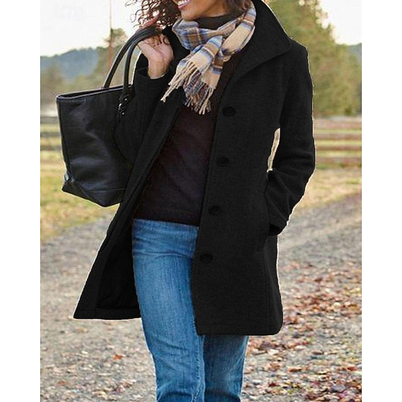 Bréande | Femme Manteau Boutonné Col Rabattu Hiver - Image 5