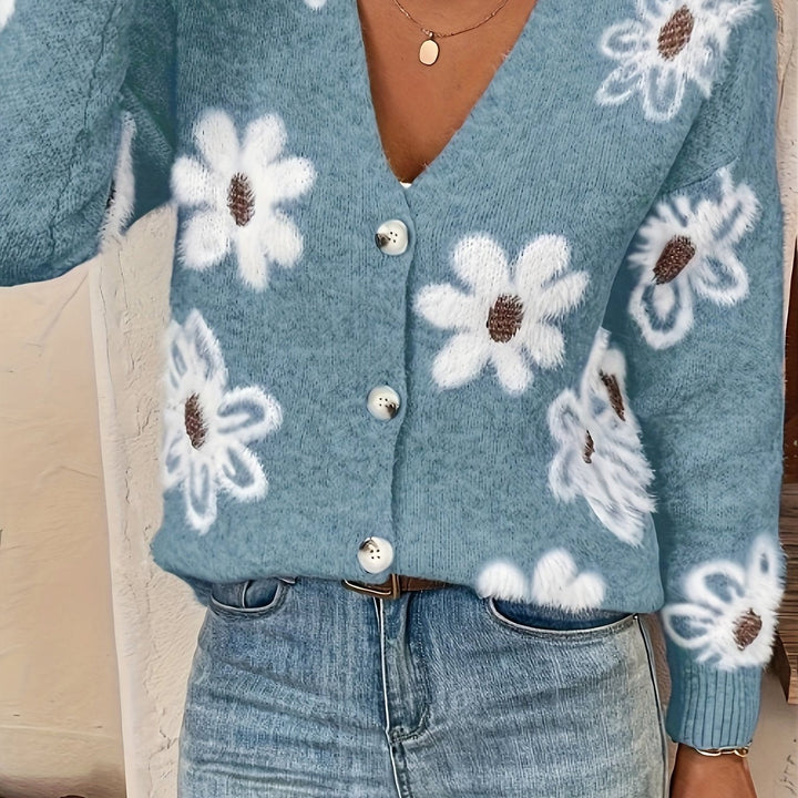 Bréavane | Gilet Femme Fleuri Boutonné Col V - Image 11