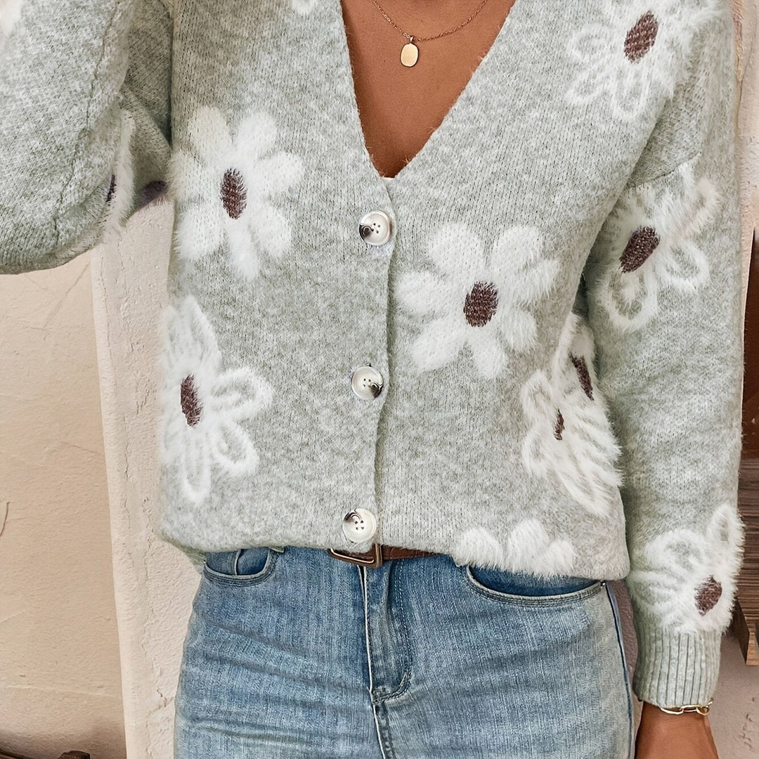 Bréavane | Gilet Femme Fleuri Boutonné Col V - Image 14