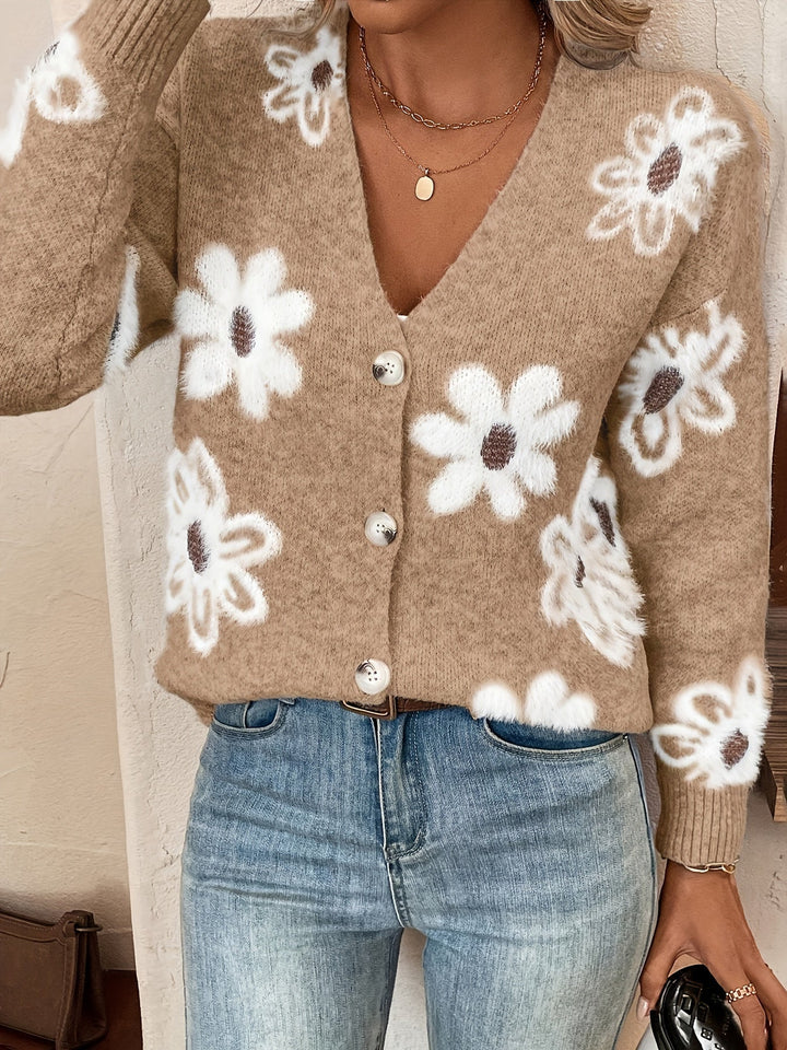 Bréavane | Gilet Femme Fleuri Boutonné Col V - Image 3