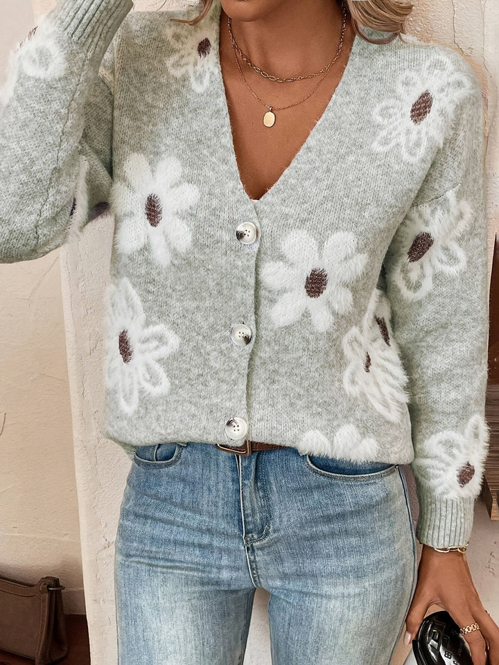 Bréavane | Gilet Femme Fleuri Boutonné Col V - Image 4