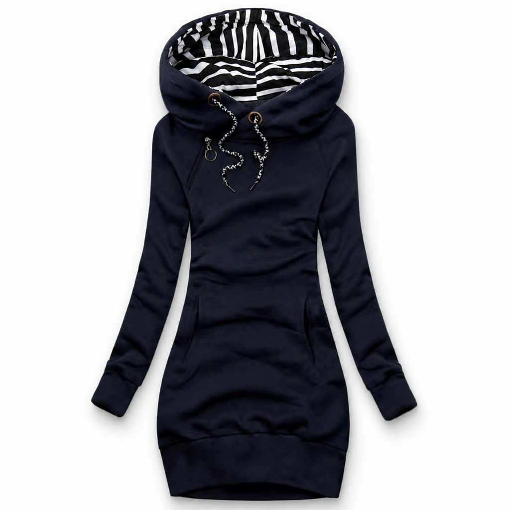 Bréavelle | Femme Robe Pull à Capuche Zèbre - Mustard - Image 4
